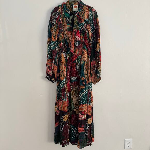 Farm Rio Fauna Mix Multicolor V Neckline Maxi Dress - Picture 3 of 12